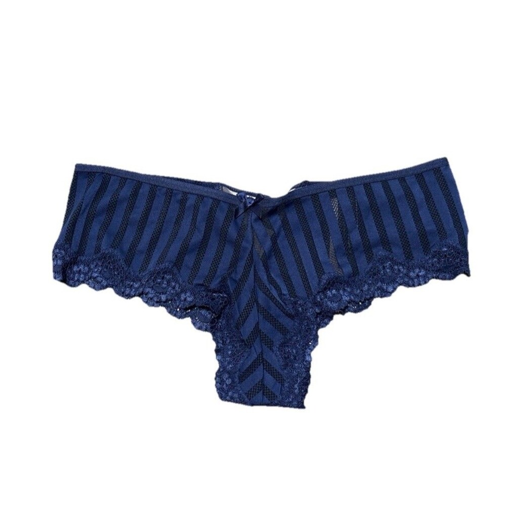 Victoria’s Secret Very Sexy Cheeky Panty Medium Navy Mesh Lace Strappy Back New